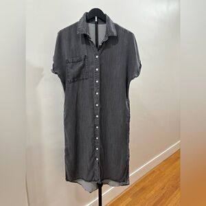 120. Dark Gray Denim Shirt Dress